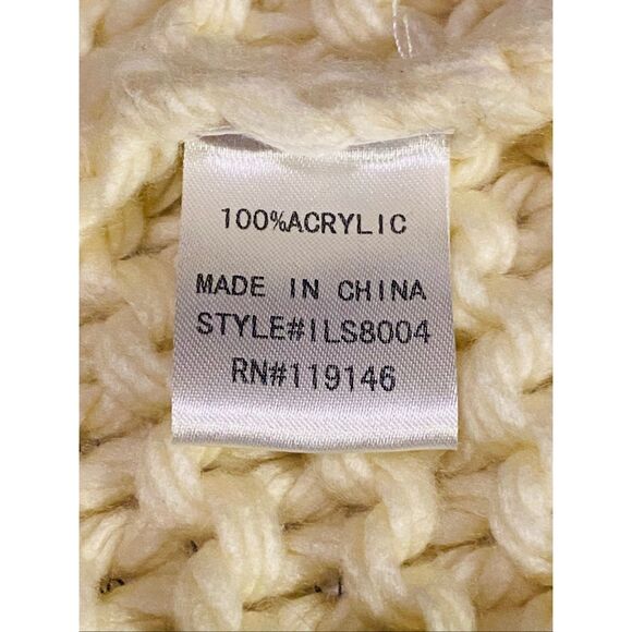 In Loom Chunky Knit Cardigan Sweater Cream Acrylic Open Front Women’s S/M Boho C - Picture 6 of 6